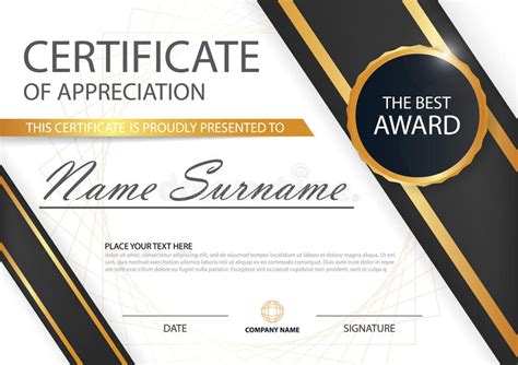 Gold And Black Label Elegance Horizontal Certificate With Vector
