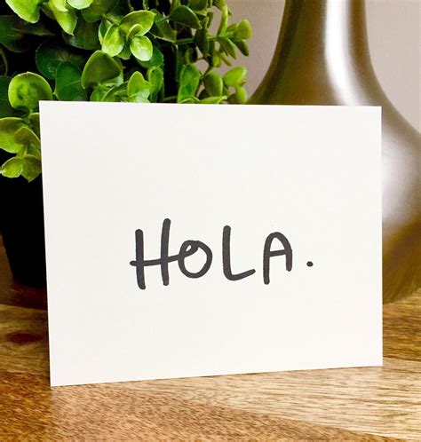 Hola Card Just Wanted To Say Hello Hand Lettered Blank Note Card