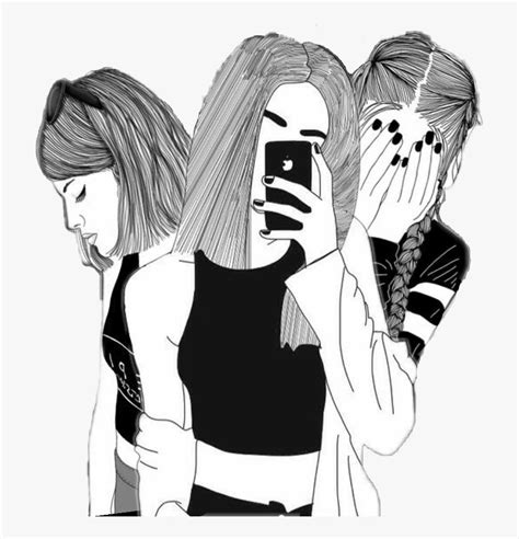 3girls Girls Bff Threegirls Selfie 3 Best Friends Drawing Transparent Cartoon Free
