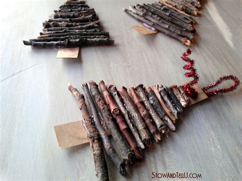 Rustic Twig And Cardboard Christmas Tree Ornaments