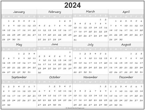 2024 Calendar Printable Yearly New Latest Incredible Printable