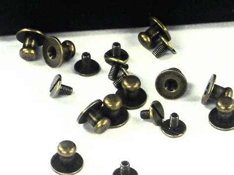 6mm Antique Brass 10pc Set Screw Rivets Screw On Rivets