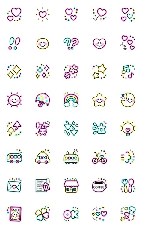 Cute Colorful Vivid Emojis Line Emoji Line Store Cute Small