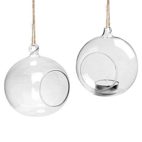 Youseexmas Hanging Glass Bauble Sphere Ball Candle Tea Light Holder