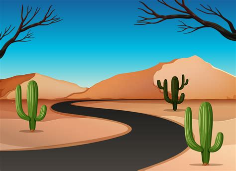 Desert land with road 296728 Vector Art at Vecteezy