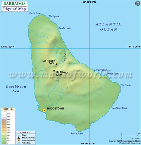 Physical Map Of Barbados