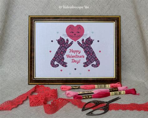 happy valentine s day 2 cross stitch pattern digital cross etsy