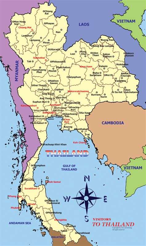 Thailand Map Countries Quick