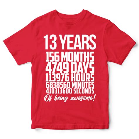 Thirteen Year Old 13th Birthday Funny Boys T Shirt Thirteenth Bday Kids