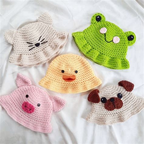 Animal Bucket Hat Crochet Patterns Etsy