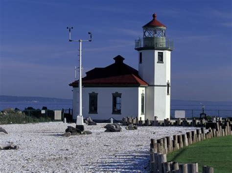 Alki Point Lighthouse On Elliot Bay Seattle Washington Usa