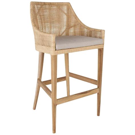 Teak Wooden And Rattan Bar Stool For Sale At 1stdibs Rattan Bar For