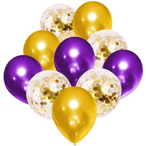 Purple And Gold Confetti Balloons 51pcs Premium 12 Inch Balloons For