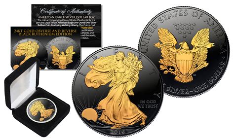 Black Ruthenium 1 Oz Silver 2021 American Eagle Us Coin With 24k