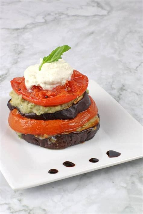 Roasted Eggplant Tomato Stacks Healthy Midwestern Girl