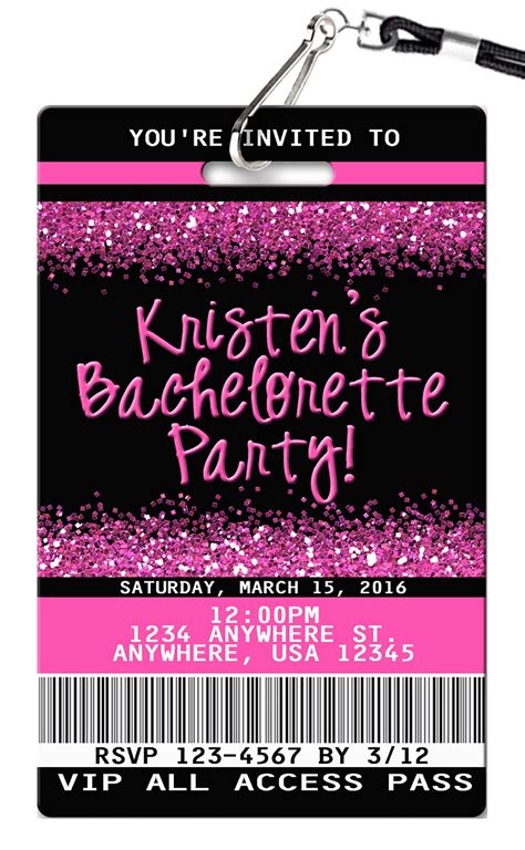 Bachelorette Party Invitation Pvc Invites Vip Birthday Invitations