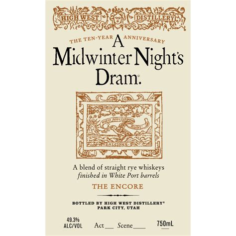 Buy High West A Midwinter Nights Dram The Encore Rye Whiskey Online
