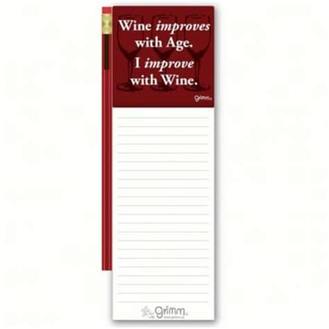 Grimm Wine Improves With Age I Improve With Wine Magnetic Note Pad With
