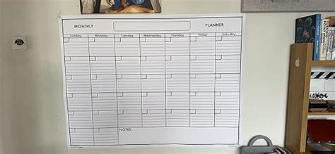 Swiftglimpse Large A0 Blank Reusable One Month Wall Calendar Wet Erase