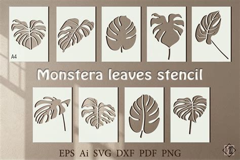 Monstera Leaves Stencilsvg Graphic By Светлана Зиновьева · Creative