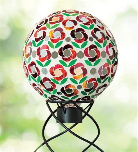 Poinsettia Mosaic Glass Gazing Ball Eligible For Shipping Offers