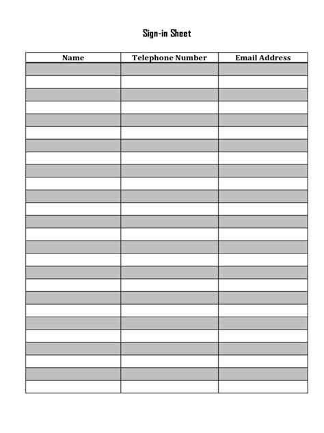 Free Printable Sign In Sheet