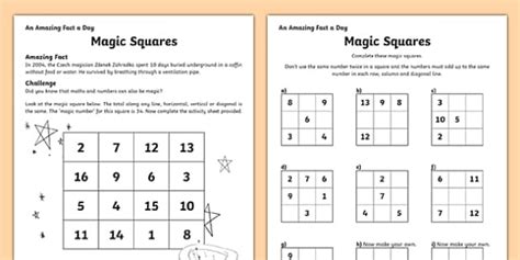 Magic Squares Worksheet Twinkl Maths Resources Twinkl