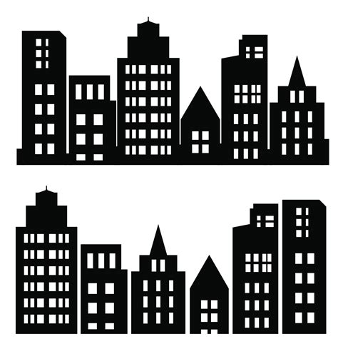 Los Edificios De La Ciudad Silueta Diferentes Ilustraciones De