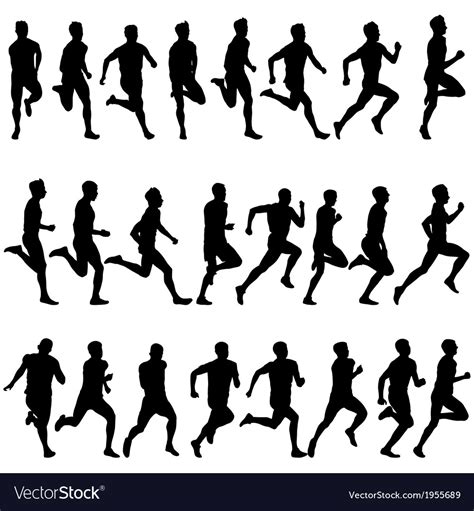 Set Of Silhouettes Runners On Sprint Men Vector Image