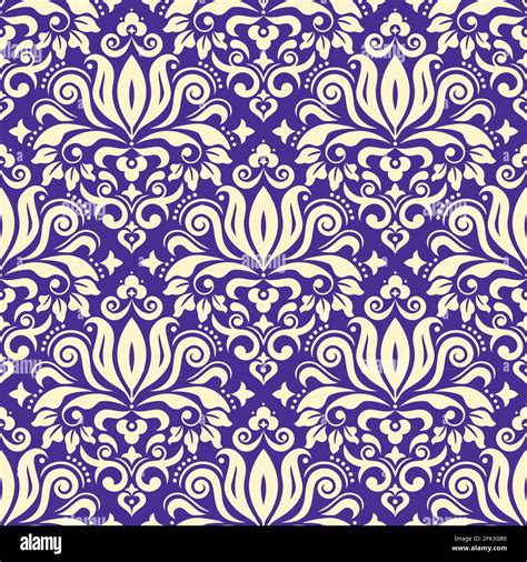 Classic Damask Wallpaper Or Fabric Print Vector Seamless Pattern Retro