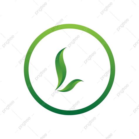 ناقلات التوضيح حرف ل مع شفرة دائرة الطبيعة رمز الشعار الأخضر تصميم