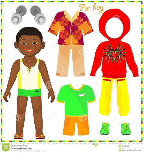 Boy Paper Doll Template Black African American Person Of Color
