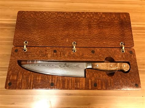 Chef Knife With Burl Handle And Leopard Wood Box Leopard Wood Knives