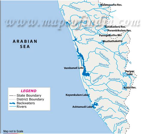 Map of kerala (region in india) with cities, locations, streets, rivers, lakes, mountains and landmarks. Jungle Maps: Map Of Kerala Rivers