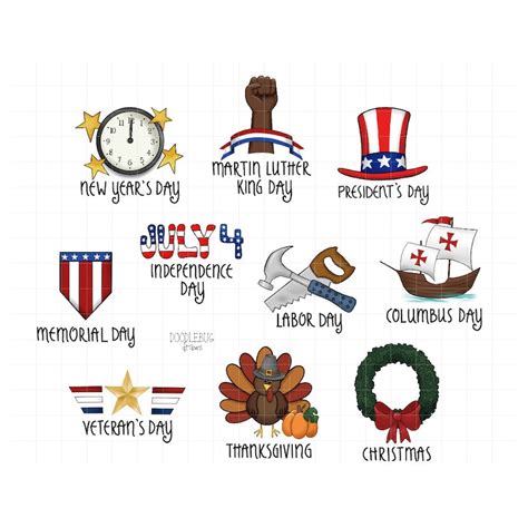 Us Federal Holidays Digital Planner Stickers United States Etsy