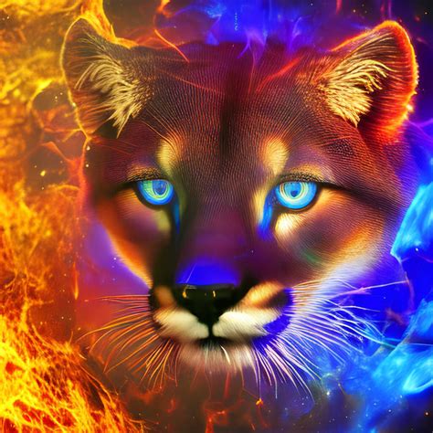 Blue Flame Cougar Fire Psychedelic By Giuseppedirosso On Deviantart