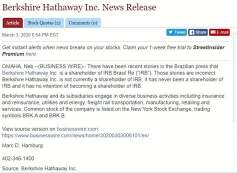 Choose from hundreds of fonts and icons. Berkshire Hathaway desmente compra de ações na IRB Brasil ...