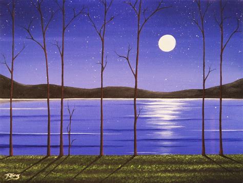 Bing Art By Rachel Bingaman Night Landscape Painting Starry Sky Moon Painting Night Scene