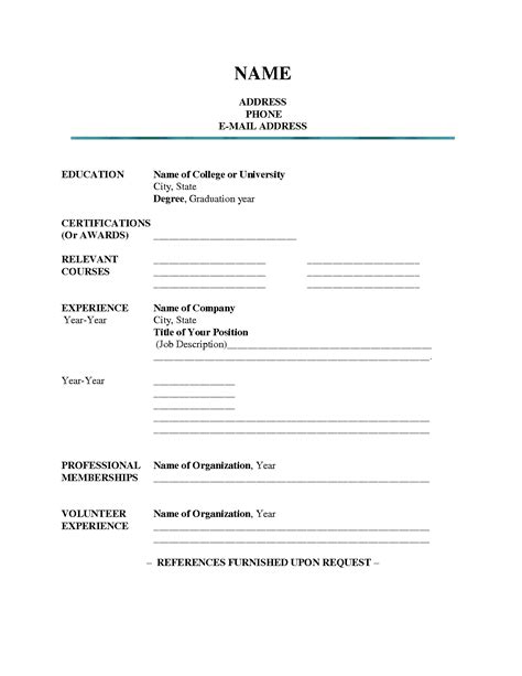 Blank Cv Template Examples In Microsoft Word Format • Invitation