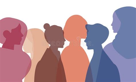 Silhouette Profile Group Of Men And Women Of Diverse Culture Diversity Multi Ethnic And