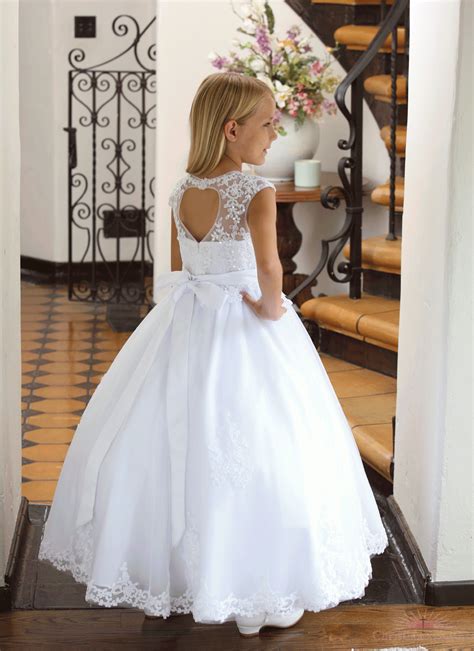 Beautiful Satin First Communion Dress With Tulle Overlay Buy First