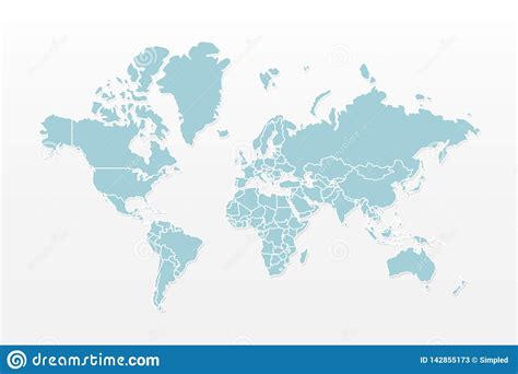 Vector World Map Infographic Symbol Blue And White Earth Icon