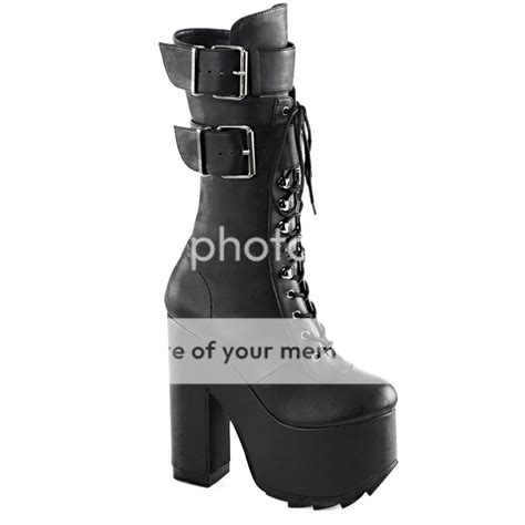 women s demonia cramps 202 platfrom lace up knee boot black punk goth ebay