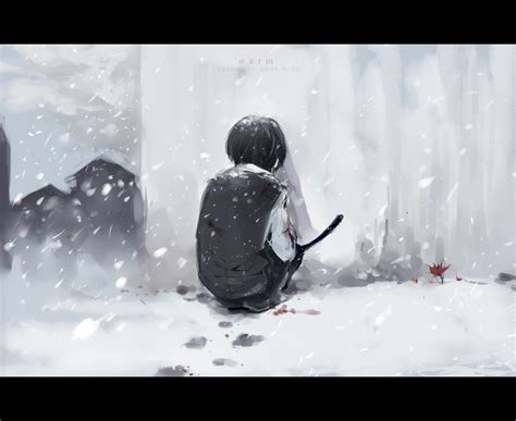 Anime Lonely Snow Winter Wallpapers Wallpaper Cave