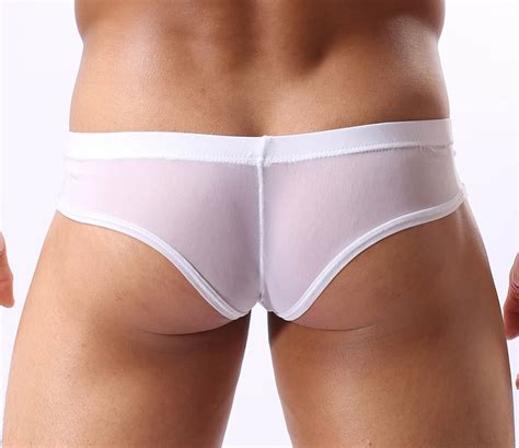Sexy Mens See Through Lace Underwear Mini Boxer Briefs Pouch Bulge Hot Sex Picture