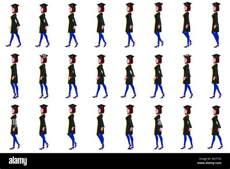 Girl Student Character Walk Cycle Animation Sequence Loop Animation