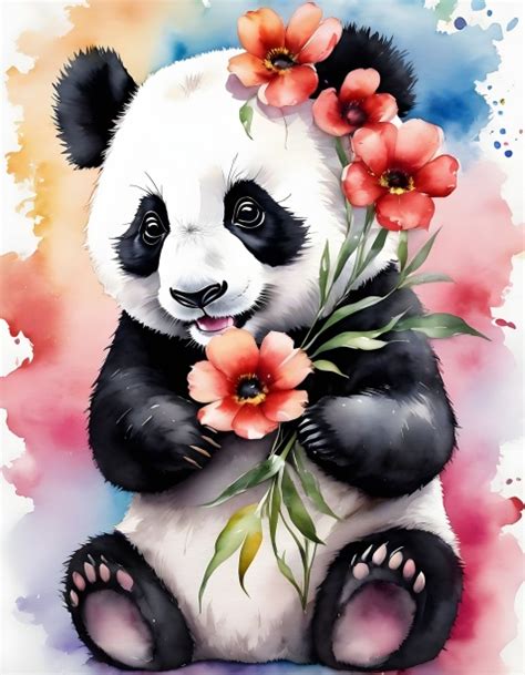 Cute Panda Bear Flowers Free Stock Photo Public Domain Pictures