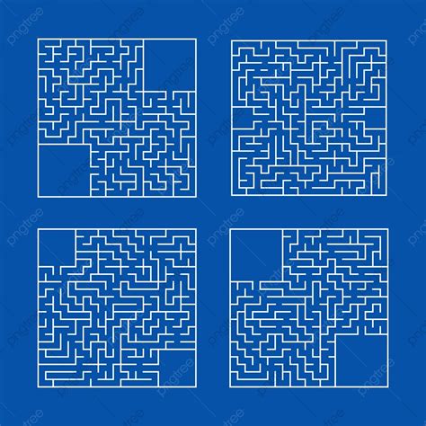A Set Of Square Mazes Concept Flat Entrances Png And Vector With