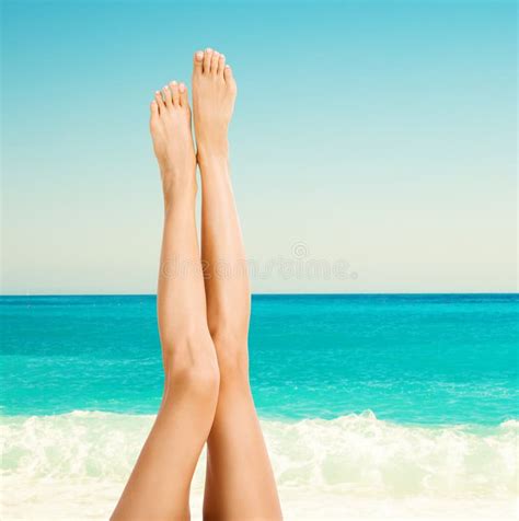 Beautiful Female Legs Against Sea Stock Photo Image Of Relaxation
