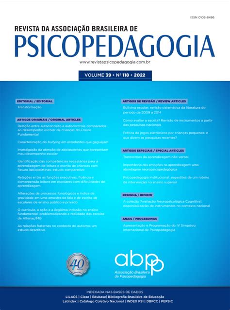 Revista Da Associa O Brasileira De Psicopedagogia Sumario